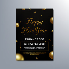 modern happy new year party flyer of poster design template