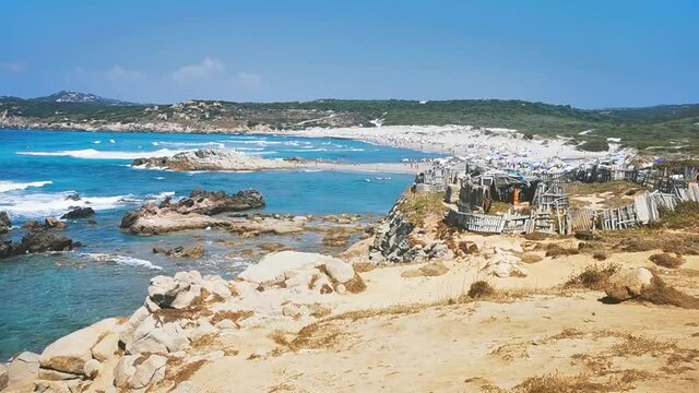 panoramic view  Rena majore Sardinia Italy  in  Windy day