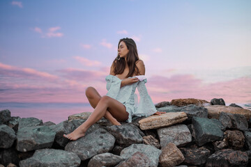 beautiful girl on the beach (sea / ocean)