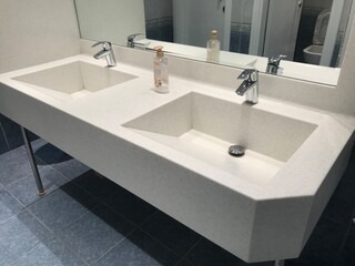 stone marble finishes on wash basin counter top counter for an office