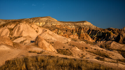 Fototapeta premium Awesome view of unusual rocky landscape in Cappadocia, Turkey.