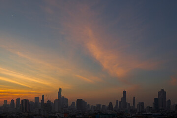 Fototapeta na wymiar Bangkok business district at sunset time.