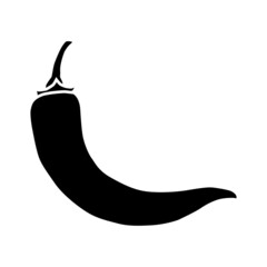 Chili pepper icon. Red hot pepper, or chili pepper is the fruit of a perennial semi-shrub of the Solanaceae family. Vector illustration isolated on a white background for design and web.