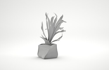 Vase with flower 3d on a white background.