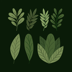 seven green leaves