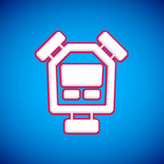White Stopwatch icon isolated on blue background. Time timer sign. Chronometer sign. Vector