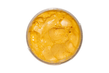 Honey with propolis isolated on a white background.Honey with propolis top view.