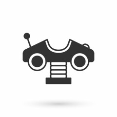 Grey Swing car on the playground icon isolated on white background. Childrens carousel with car. Amusement icon. Vector