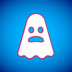 White Ghost icon isolated on blue background. Happy Halloween party. Vector