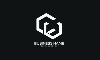 CV or VC polygon Cubics abstract monogram vector logo template