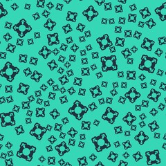 Fototapeta premium Black Lifebuoy icon isolated seamless pattern on green background. Lifebelt symbol. Vector