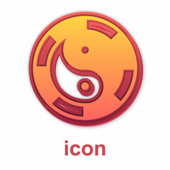 Gold Yin Yang symbol of harmony and balance icon isolated on white background. Vector