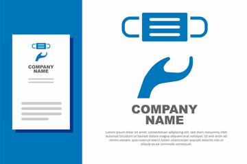 Blue Medical protective mask icon isolated on white background. Logo design template element. Vector