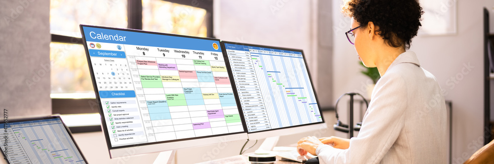 Poster Tech Schedule List On Computer Screen