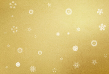 Simple snowflakes on a gold background. Christmas background.