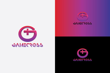 Letter G with plus sign abstract vector logo