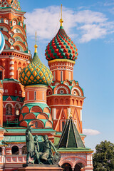 Fototapeta na wymiar Saint Basil Cathedral in Moscow Russia on summer blue sky background