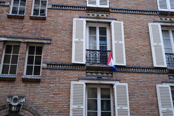 The facades of some nice Parisian buildings in the quarter "le Marais".
