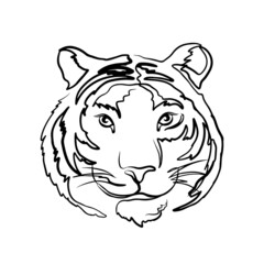 Trend is a tiger head drawing with a one line. Modern vector illustration. Symbol of the Chinese year 2022