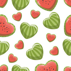 watermelon heart, juicy watermelon cutaway, pattern for textiles