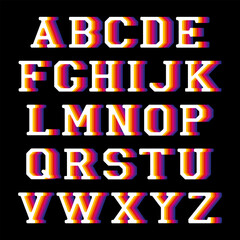 Alphabet letters 3d isometric effect with rainbow patterns