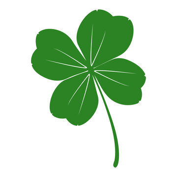 Green clover leaf icon isolated on white background. Clover with four petals. Shamrock sign. St Patricks day symbol. Lucky quatrefoil clover mark or logo. Irish festival pictogram. Vector illustration