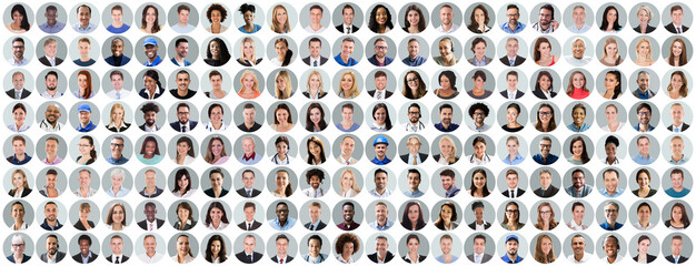 People Face Headshot Collage - obrazy, fototapety, plakaty