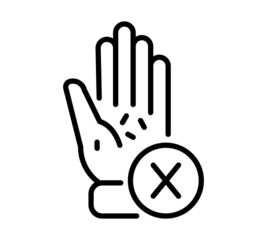 Hands washing flat icon. Pictogram for web. Line stroke. Isolated on white background. Vector eps10. Water stream on the hands.