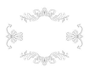 Graphic ornament, Frame, Postcard decoration, Sketch, Raster illustration, Isolated on white