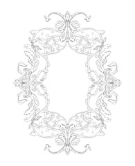 Graphic ornament, Frame, Postcard decoration, Sketch, Raster illustration, Isolated on white