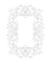 Graphic ornament, Frame, Postcard decoration, Sketch, Raster illustration, Isolated on white