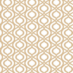 Abstract geometric gold pattern on a white background. Seamless linear illustrations in Arabic style. Stylish fractal texture. Vector drawing to fill the background, laser engraving and cutting.