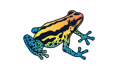 Amazon frog illustration, vector, hand drawn, isolated on light background.