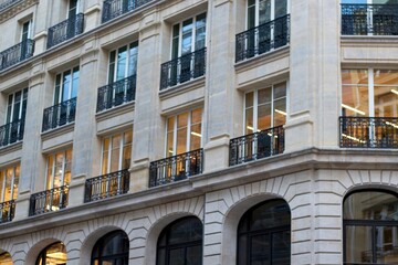 the facade of the building