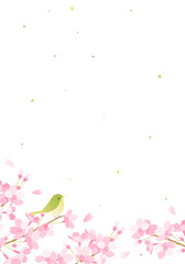 桜とウグイスのベクターイラスト背景