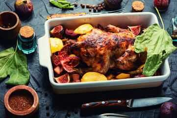 Roasted chicken with figs