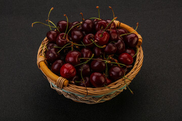 Sweet cherry in the basket