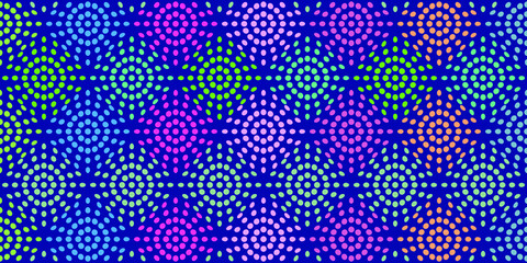 Seamless geometric polka dots pattern. Multi-colored circles. Vector wallpaper background