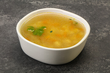Tasty chicken soup with carrot