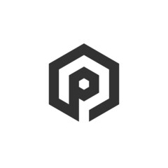 Letter P Hexagon logo icon design