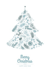 Merry Christmas template. Corporate Holiday cards and invitations. Floral frames and backgrounds design.