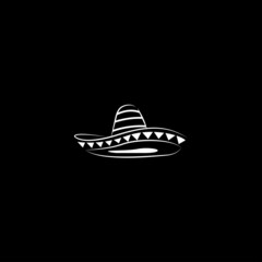 Simple Black Mexican Hat Sombrero silhouette logo vector