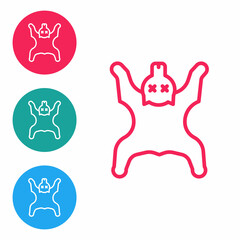 Red line Bear skin icon isolated on white background. Set icons in circle buttons. Vector