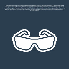 Blue line Glasses icon isolated on blue background. Eyeglass frame symbol. Vector