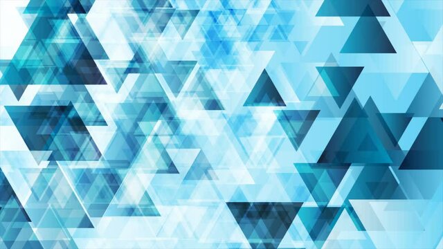 Blue glossy triangles abstract technology motion background. Seamless looping. Video animation Ultra HD 4K 3840x2160