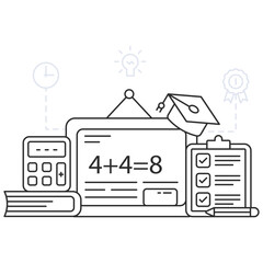 Mathematics education illustration, editable vector 