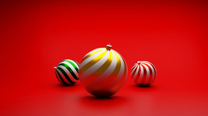 3d rendering of ball ornaments to decorate christmas and new year