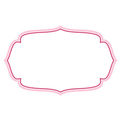 Outline Pink Frame. Simple Vintage Style Decorative Border. Empty Copy Space Decoration on White Backdrop - 471664372