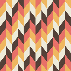 Abstract Vertical Zigzag Retro Pattern in Red, Black, Gray, and Yellow Colors. Background for Cards, Textiles, Wrapping Paper