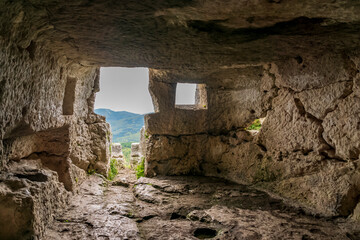 Old ruined fortress gate, Mangup-Kale city in the Crimea.